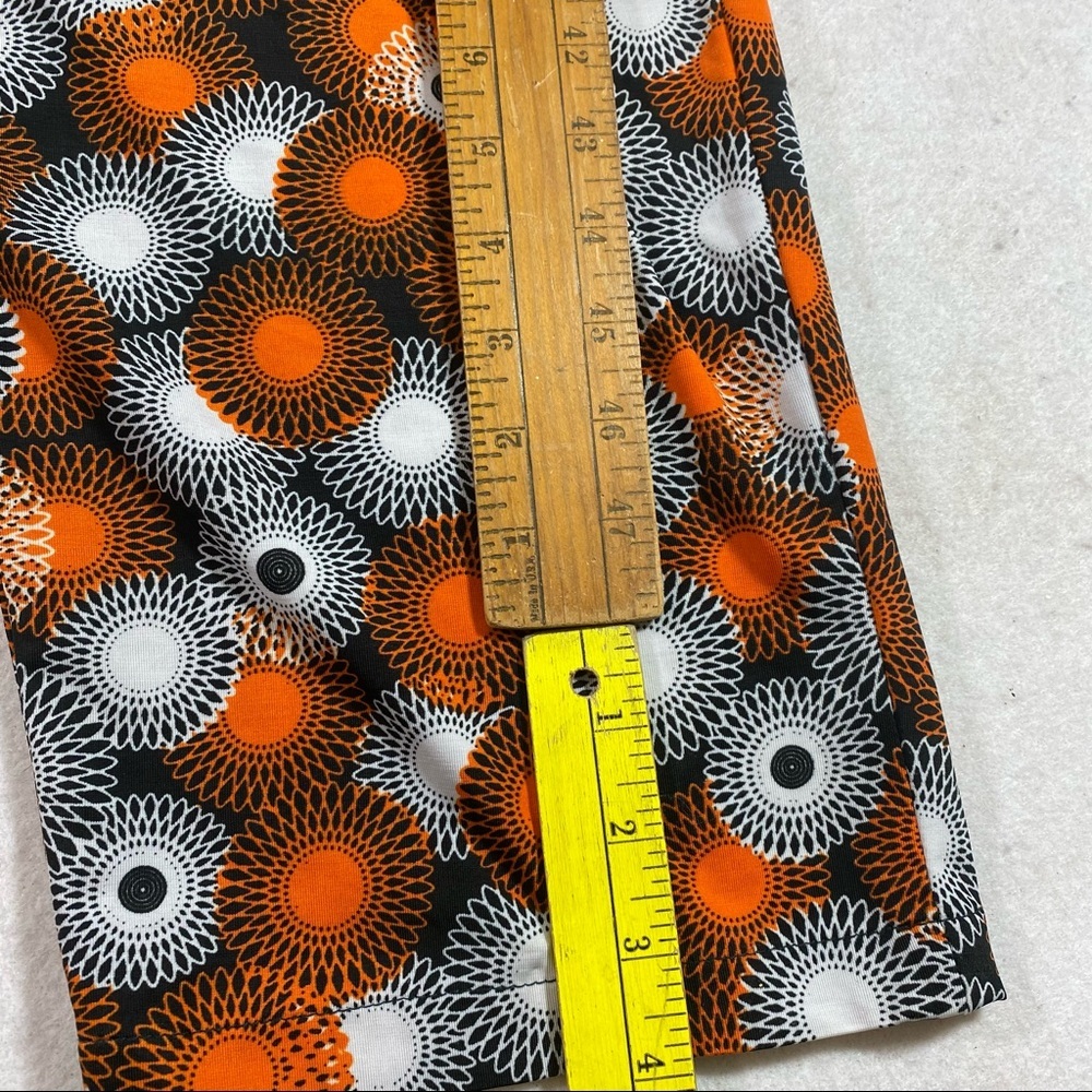 Jumper Jumpsuit Front Zip Elastic Waist Orange Gray circle Print Short Sleeve - Picture 7 of 13